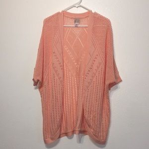 Peach women's short sleeve cardigan sweater